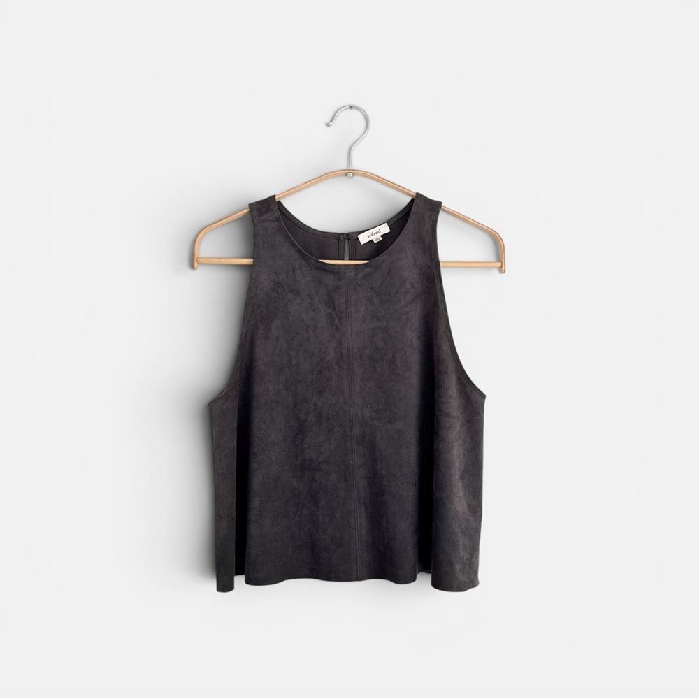 Aritzia Wilfred Octave Sleeveless Suede Blouse Charcoal - Size Small